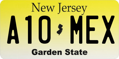 NJ license plate A10MEX