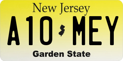 NJ license plate A10MEY