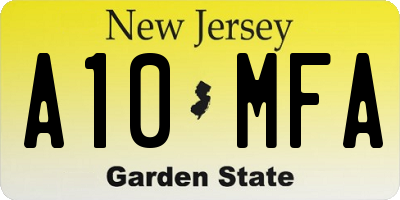 NJ license plate A10MFA