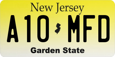 NJ license plate A10MFD