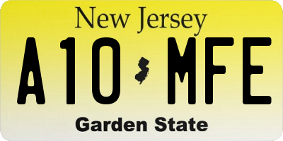 NJ license plate A10MFE