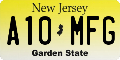 NJ license plate A10MFG