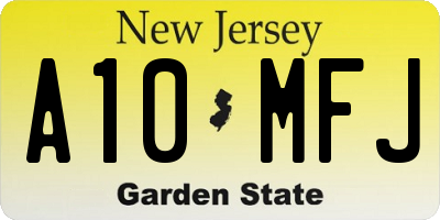 NJ license plate A10MFJ