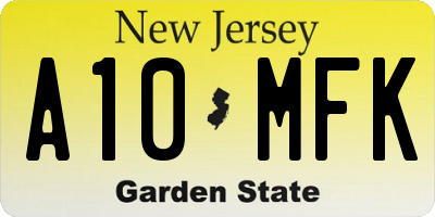 NJ license plate A10MFK