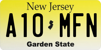 NJ license plate A10MFN