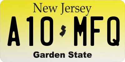 NJ license plate A10MFQ