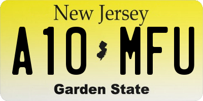 NJ license plate A10MFU