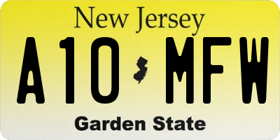 NJ license plate A10MFW