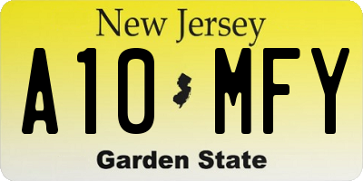 NJ license plate A10MFY