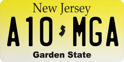 NJ license plate A10MGA