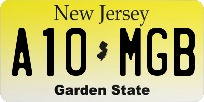 NJ license plate A10MGB