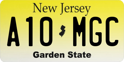 NJ license plate A10MGC