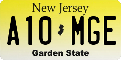 NJ license plate A10MGE