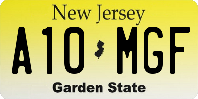 NJ license plate A10MGF