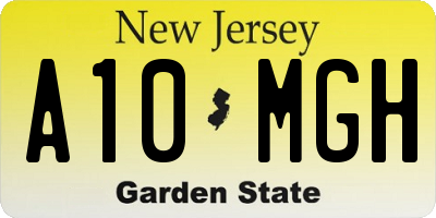 NJ license plate A10MGH