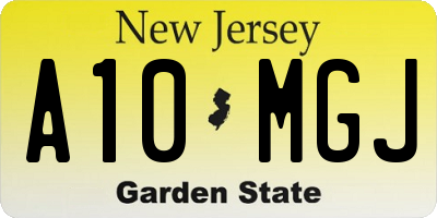 NJ license plate A10MGJ