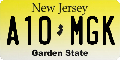 NJ license plate A10MGK