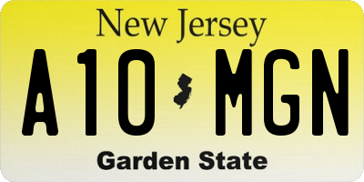 NJ license plate A10MGN