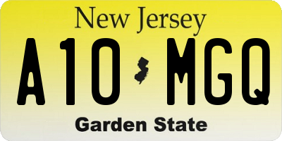 NJ license plate A10MGQ