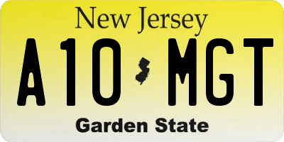 NJ license plate A10MGT