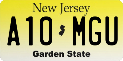 NJ license plate A10MGU