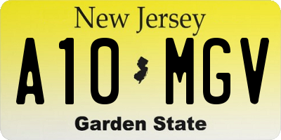 NJ license plate A10MGV