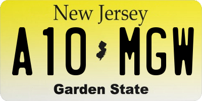 NJ license plate A10MGW