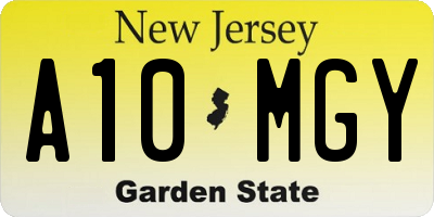 NJ license plate A10MGY