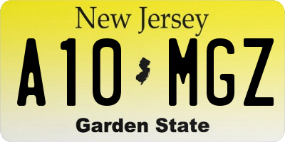 NJ license plate A10MGZ