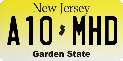 NJ license plate A10MHD