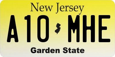 NJ license plate A10MHE