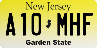 NJ license plate A10MHF