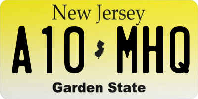 NJ license plate A10MHQ