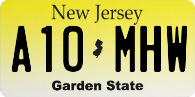 NJ license plate A10MHW