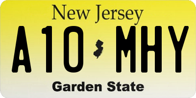 NJ license plate A10MHY