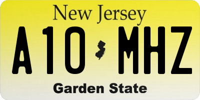 NJ license plate A10MHZ