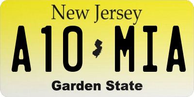 NJ license plate A10MIA