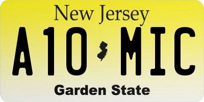 NJ license plate A10MIC