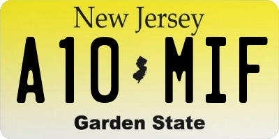 NJ license plate A10MIF