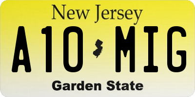 NJ license plate A10MIG