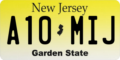 NJ license plate A10MIJ