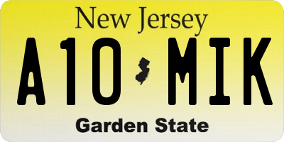 NJ license plate A10MIK