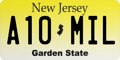 NJ license plate A10MIL