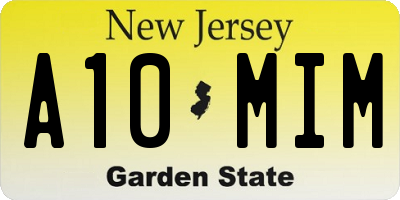 NJ license plate A10MIM