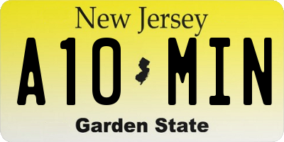 NJ license plate A10MIN