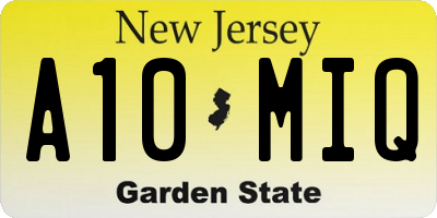 NJ license plate A10MIQ