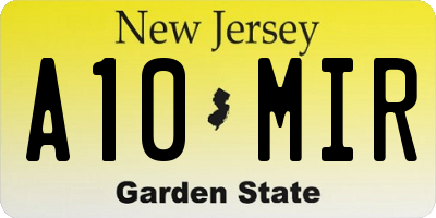 NJ license plate A10MIR