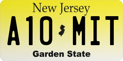 NJ license plate A10MIT