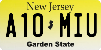 NJ license plate A10MIU