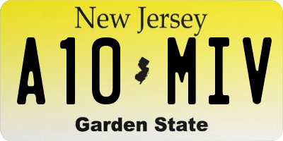 NJ license plate A10MIV